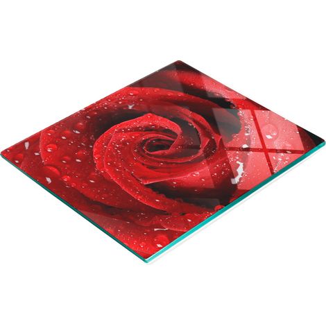 Tabla de cocina decorativa multifuncional de vidrio con diseño de rosas, 60x52 cm (1/5)