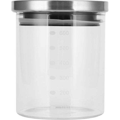 Boîte de conservation des aliments avec couvercle en acier inoxydable et graduation, bocal hermétique pour la cuisine, idéale pour la maison. (1/5)