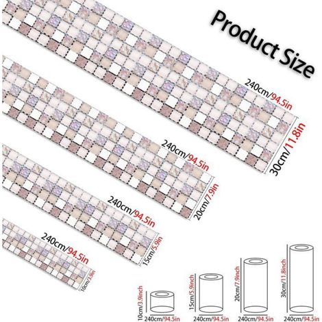 1 Rouleau Frise Murale Adhésive 15cm x 240cm Papier Peint Autocollant PVC Imperméable pour Salon Chambre Cuisine (1/5)