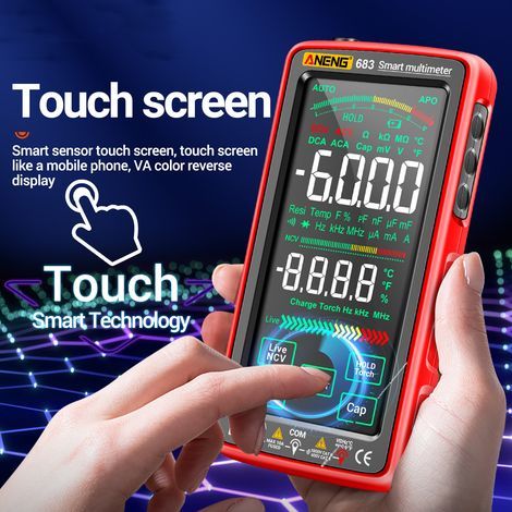Automatic Intelligent Digital Multimeter with Large Display, with Lamp, Color 6000 Counts Multifunction Voltage Tester for Capacitance, Diode, Resistance, Continuity, Frequency, and Duty Cycle (1/5)