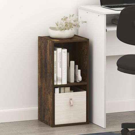 Étagère à Livres, Bibliothèque étroite à 2 Niveaux avec étagère de Stockage de 10 Pouces de Large pour Salon, Chambre, Bureau à Domicile, Pin Ambre, Amber Pine (1/5)