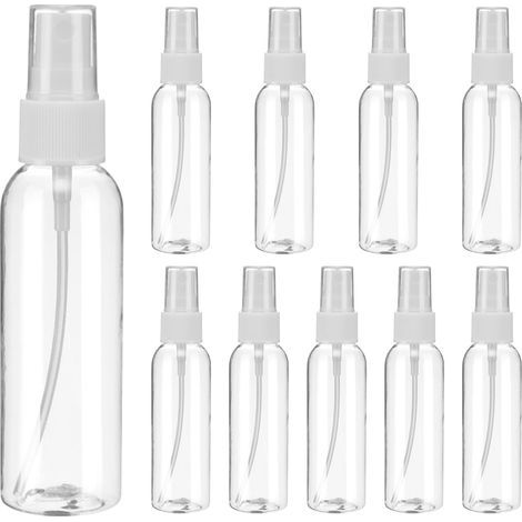 10 pièces flacons vaporisateur, 100 ml transparents, lot de petits flacons à pompe en plastique pour huiles essentielles, rechargeables pour voyage et maison (1/5)