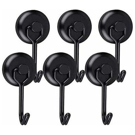 T-Audace 6 Pack Strong Magnetic Refrigerator Hooks, Black Neodymium Rotating Kitchen Hooks, Tablecloth Hooks, Table Hooks (1/5)
