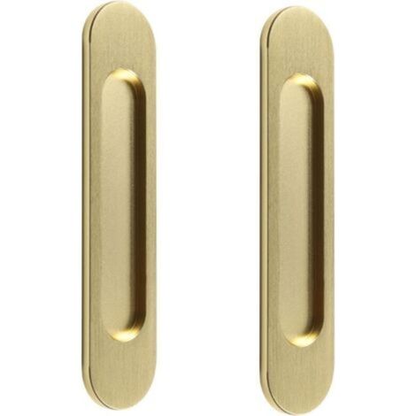 Selbstklebender ovaler Schiebetürgriff, kein Bohren erforderlich, geeignet für Schiebetüren, Fenster und Schränke (18 cm, gebürstetes Gold) - Crezuo