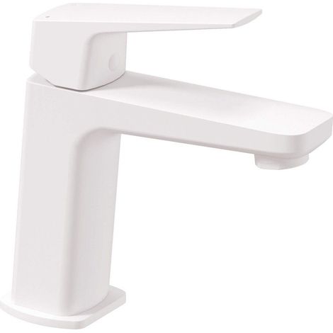Miscelatore lavabo in ottone maniglia singola finitura bianco - Blevo (1/4)