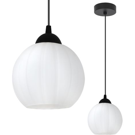 Lampada a sospensione Costa nera, 1 lampadina, sfera bianca, attacco E27 (1/5)