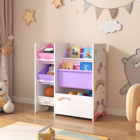 Scaffale 'Vimianzo' per Cameretta con Cassetti Pieghevoli e Contenitori Libri - Decorazione Unicorno [en.casa] (1/6)