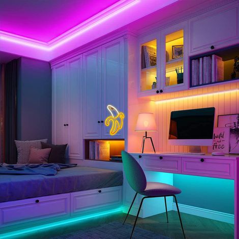 Enseigne lumineuse LED néon banane, alimentée par piles et USB, en acrylique, idéale pour chambre, chambre d'enfant ou salon. (1/5)
