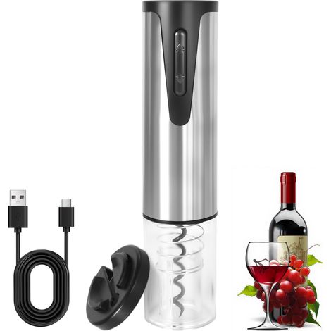 Tire Bouchon Électrique, Ouvre Bouteille Professionnel pour Vin Sans Fil Décapsuleur Automatique, Ouvre-bouteille avec Coupe-Capsule, Rechargeable, for Home, Restaurant, Parties, as a gift (1/5)