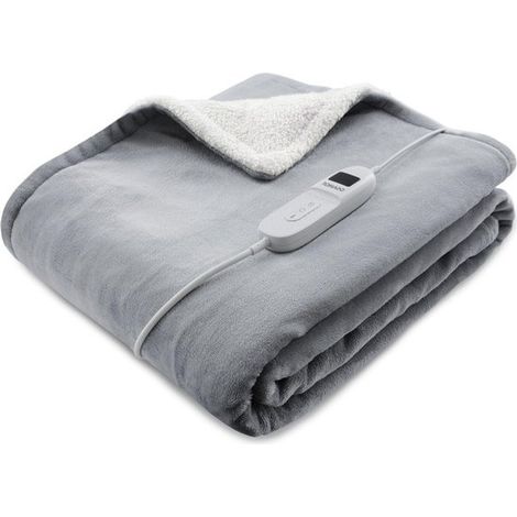 [JAMAIS UTILISE] Tomado Couverture chauffante électrique - Tomado TEB1802G - Couverture enveloppante - 180 x 130 cm - Gris - 9 niveaux de chaleur - Lavable (1/5)