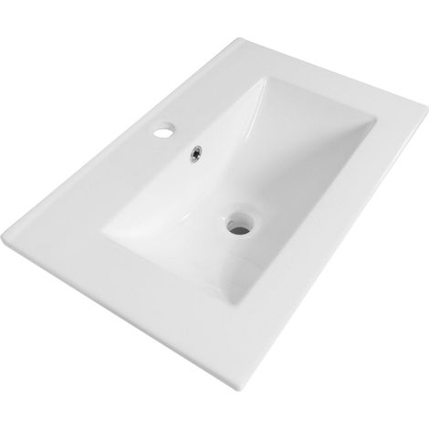 Saniclass Vygo Small Meuble lavabo - 60x40x2cm - 1 trou de robinet - céramique - blanc brillant (1/4)