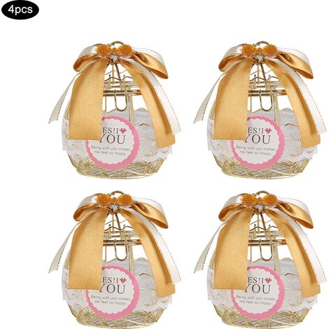 Boîte À Bonbons En Forme De Cage À Oiseaux - Design Européen Creux - Pour Mariage Et Fête - Lot De 4 Pièces (1/5)