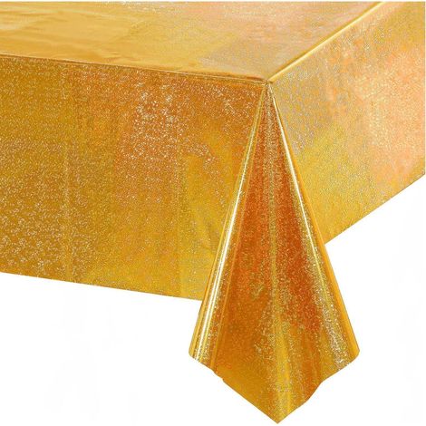 Glitzer Tischdecke Gold 137x274cm - Folien Tischdecke für Party & Geburtstag