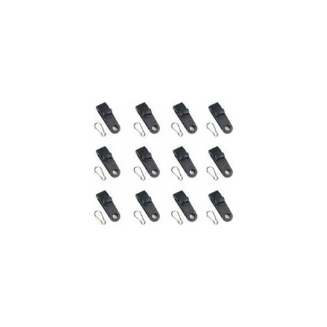 Clips pour bâche de tente, 12 clips multi-usages noirs, clips de tension pour bâche avec œillets Crezuo (1/4)