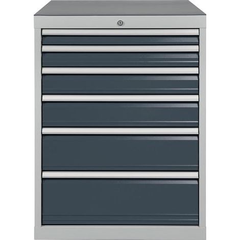 Armoire à tiroirs H1019xL705xP736mm gris clair/gris anthracite 6 tiroirs. (1/5)
