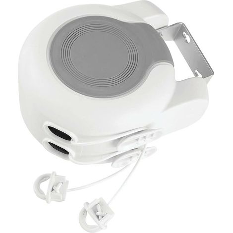 corde à linge extensible – séchoir mural pour intérieur et extérieur en plastique et métal – étendoir à linge de 12,8 m pour salle de bain, buanderie, jardin ou voyage – blanc (1/4)