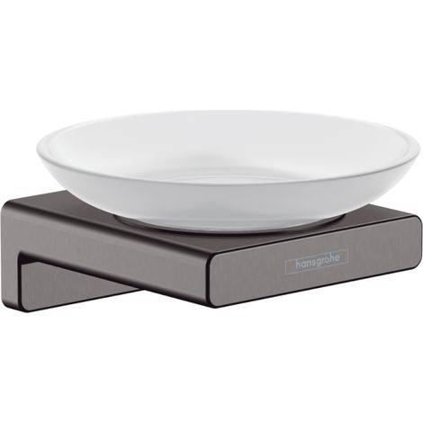 Hansgrohe AddStoris - Jabonera con soporte, cristal mate/cromo negro cepillado 41746340