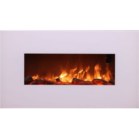 Sined Monte Chimenea Electrica De Pared En Acero y Cristal 1500w Efecto Llama Led Blanco Efecto Llama Led Real 6 Niveles De Intensidad Con Mando a Distancia Ideal Para El Hogar y La Oficina 98 Cm (1/4)