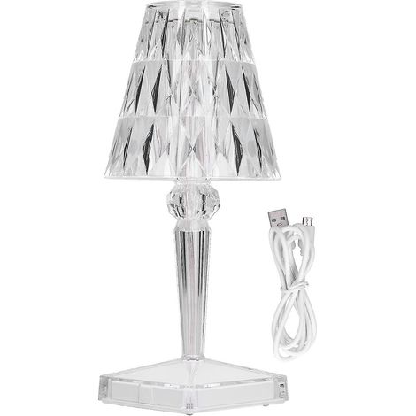 Lampe de table LED en cristal transparent, prisme, USB, dimmable, couleurs réglables, pour restaurant, hôtel, etc. (1/4)