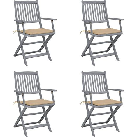 Klappbare Gartenstühle 4 Stk. mit Sitzkissen Massivholz Akazie