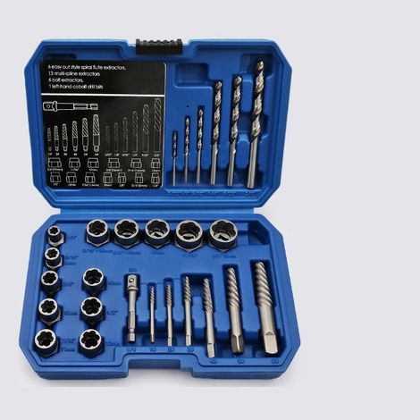 Kit de 26 extracteurs de vis et boulons – Acier au chrome-molybdène – Tailles 8-19mm – Pour filetage endommagé - 26pcs (1/5)