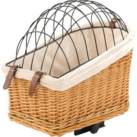 Cesta trasera para bicicleta para perros y gatos con rejilla metálica y cojín suave, marrón claro (1/5)