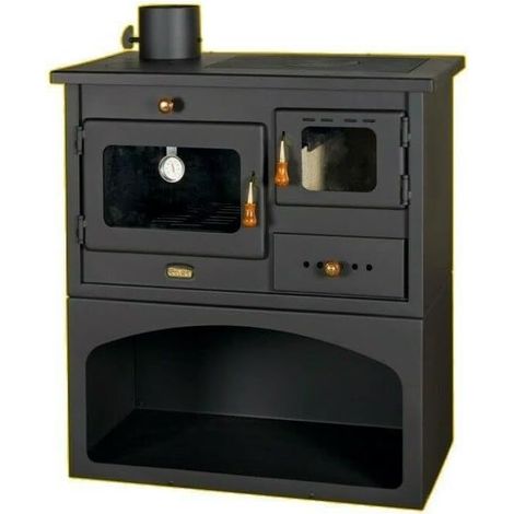 Prity – Cuisinière à bois 10 kW – Four en fonte – Chambre de combustion doublée de briques réfractaires – Surface de chauffe 48 m² (1/3)