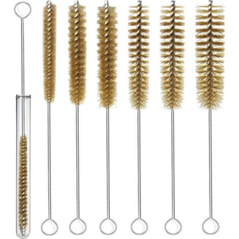 Lot de 7 brosses de nettoyage en laiton pour tubes, brosse métallique longue, brosses de nettoyage pour tubes de laboratoire, ensemble de brosses (1/5)