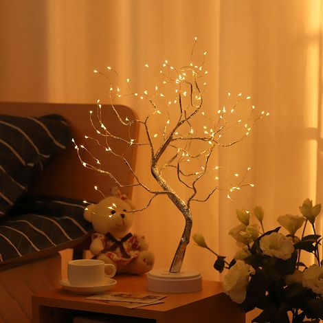 Luces De Árbol Led - Decoración Interior - Luz Cálida - Árbol Plateado Con Estrellas - 1 Unidad (1/5)