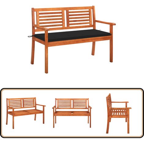 Banc de jardin 2 places avec coussin 120 cm Bois d'eucalyptus - Banc De Jardin - Banc En Bois - Mobilier De Jardin - Chaise Extérieure - Assise Confortable