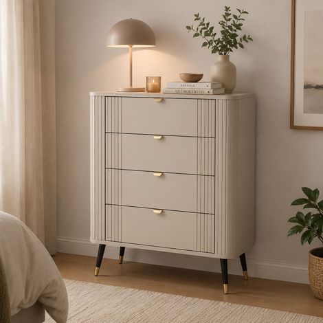 Cómoda Lanoha, 4 cajones, apertura deslizante, cierre deslizante, 78x40x98h cm beige cashmere (1/5)