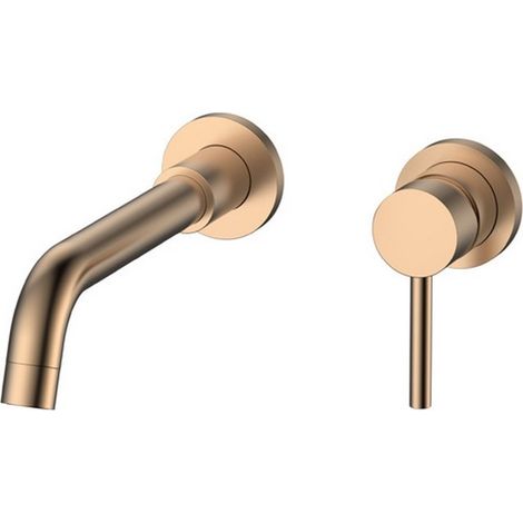 Miscelatore lavabo da incasso linea curva in acciaio inox finitura oro rosa KAM-ARTE ORO ROSA kamalu