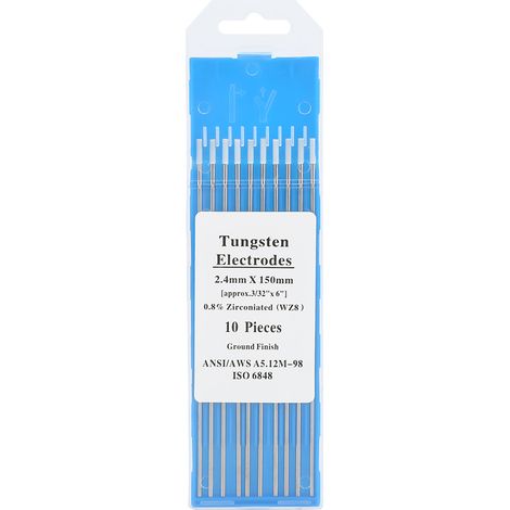 Lot de 10 électrodes en tungstène zirconié WZ8 à pointe blanche pour soudage TIG AC, 2,4 mm x 150 mm (1/5)