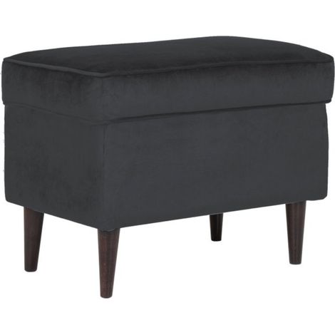 Pouf design velours noir et wengé Havo