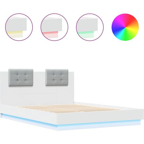 vidaXL Cadre de lit avec LED sans matelas blanc 120x200 cm (1/7)