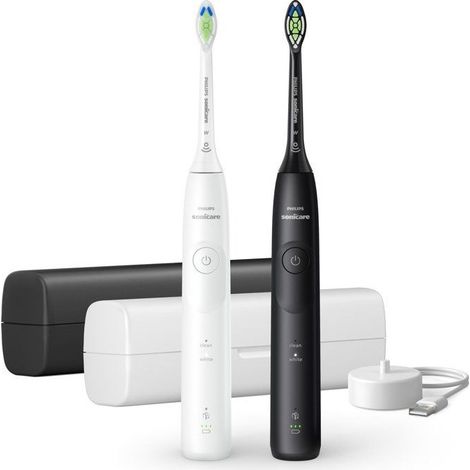 Brosse à dents électrique sonique double manche - PHILIPS - HX7119/01 - Série 5500 - blanc et noir - rechargeable (1/3)
