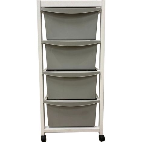 carrello "millenium" bianco e tortora in legno e plastica, 36,5x37,5x82 cm (1/4)