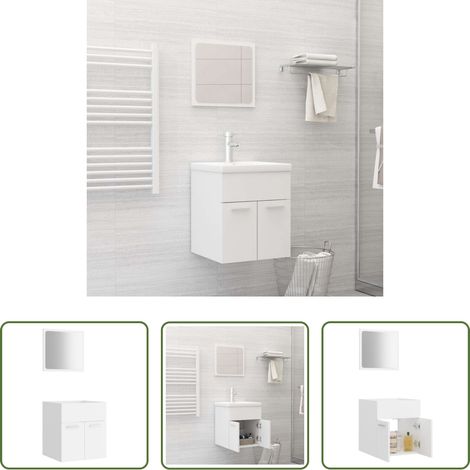 Spiegel -  2-tlg. Badmöbel-Set Weiß Holzwerkstoff (1/5)