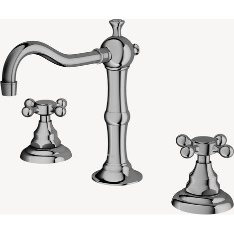 Deck-Mounted Brass Mixer Tap, Chrome Finish - Rome