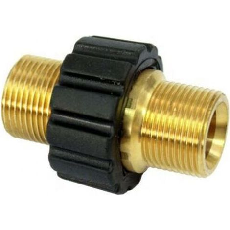 Raccord rapide de tuyau intégré, connexion filetée M22 x 1,4, kit de raccord haute pression double mâle / adaptateur pour nettoyeur haute pression (diamètre 14 mm). (1/5)