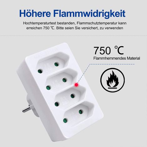 Adaptateur CILIA 4 Prises Européennes Blanc Compact Sécurité Enfants Sans Interrupteur (1/5)