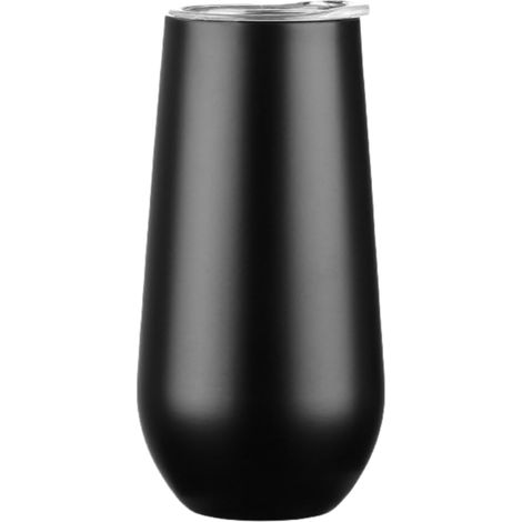 Verre à champagne sans pied en acier inoxydable avec couvercle et isolation à double paroi — le mug de voyage idéal.