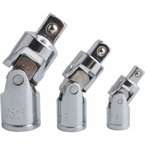 (3 Pièces Argent)Cardan Douilles Joint Universel Impact Augmentateur Réducteur Adaptateur Pivotant Pour Moteur CR-V Acier Fini Chromé