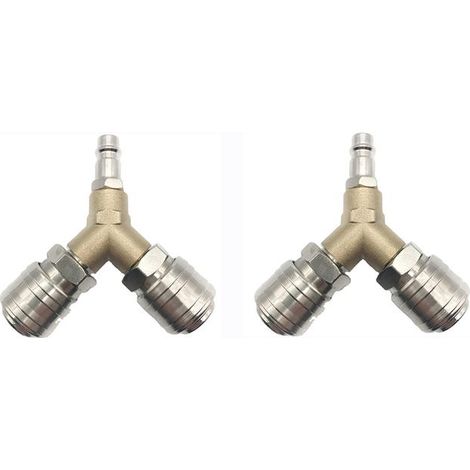 2 distributori di aria compressa, connettori per aria compressa, interruttori per aria compressa, con due connettori filettati da 1/4 di pollice, in ottone antiruggine (1/4)