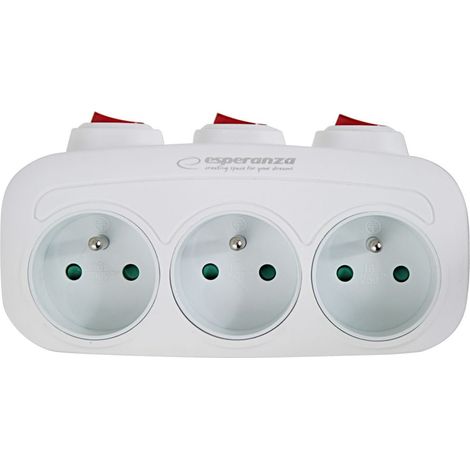 Repartiteur electrique esperanza elk307w 3 prises avec interrupteur blanc (1/5)