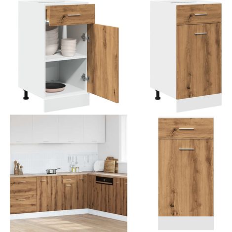 vidaXL Armoire de plancher à tiroir chêne artisanal 40x46x81,5 cm (1/5)