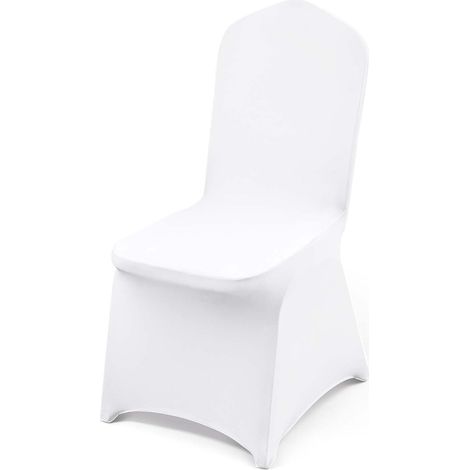 Couverture Housses de Chaise Mariage 5 Pièces Housse de Chaise Blanche Housse de Chaise Banquet pour Chaises sans Bras Polyester et Élasthanne Élastique Soirée Célébration Décoration (1/5)