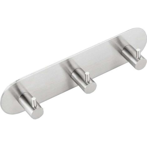 Sapho Accessoires - Haken, 3-fach, selbstklebend, rund, Edelstahl gebürstet 32203