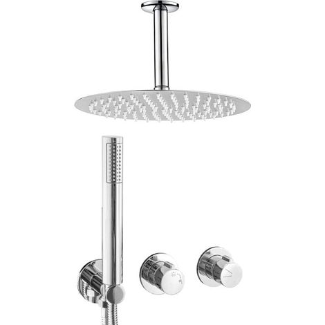 Conjunto de ducha monomando empotrada a techo GRAMOLA cromado Ø 20cm (1/2)