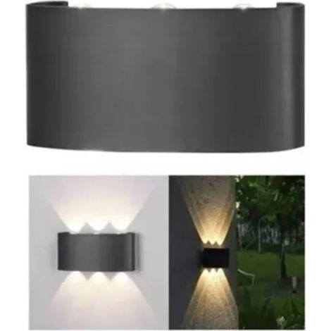 Schwarze LED-Außenwandleuchte mit 6 Leuchten (6 W), modernem minimalistischem Design, für Wohnzimmer, Schlafzimmer, Terrasse, Balkon, wasserdichter Außenstrahler (1/5)